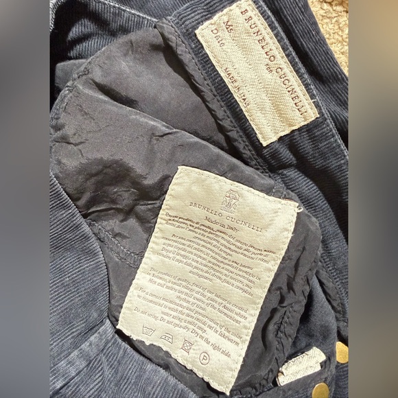 Y2K Brunello Cucinelli Dark Blue Corduroy Trousers - Picture 3 of 6